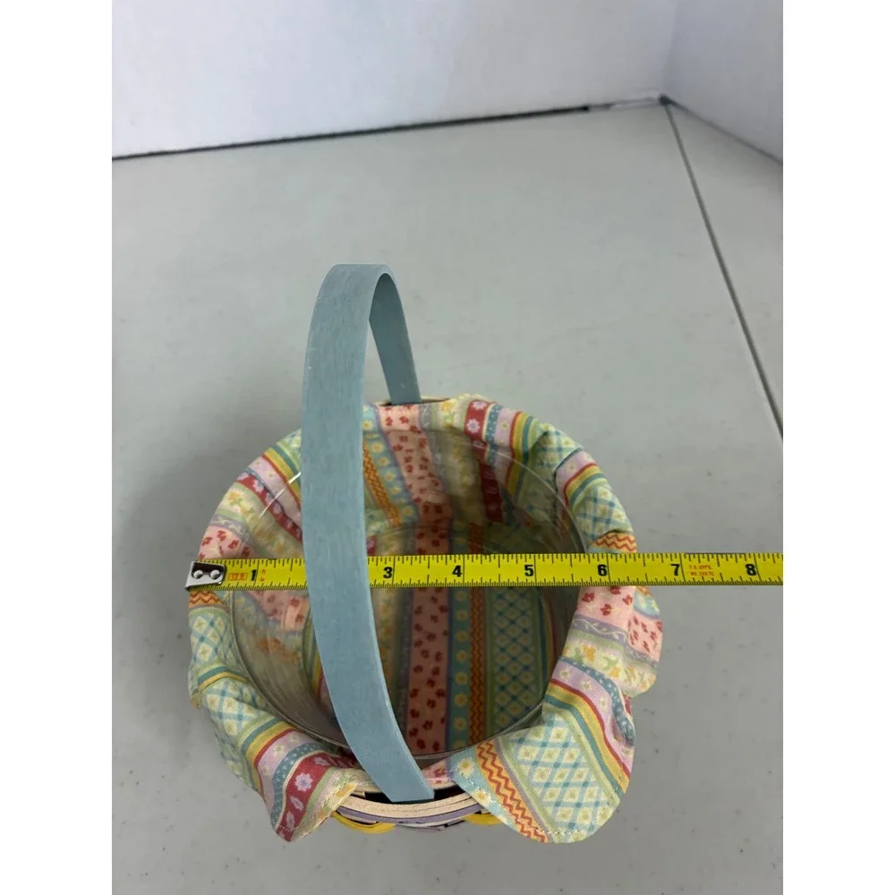 Longaberger 2008 Small Round Basket Pastel Weave Signed Fabric Liner & Protector